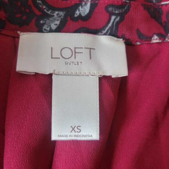 Loft Outlet Midi Dress, XS, Sleeveless, Red Floral Print, V-Neck, Tie-Back, EUC - Picture 6 of 9